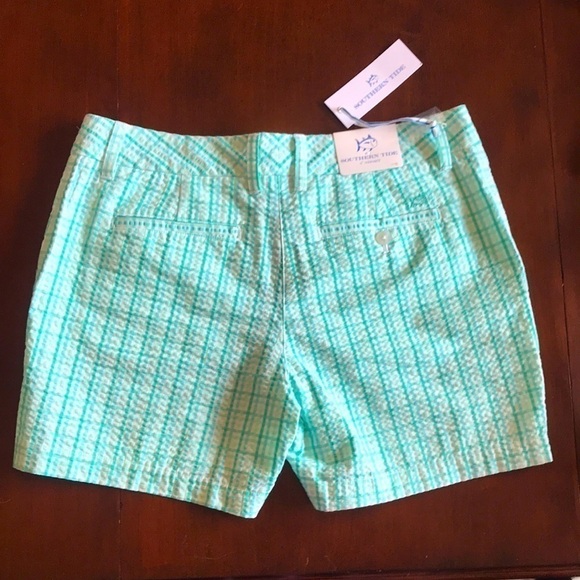 Brand New Southern Tide 5" Gingham Teal Shorts - Picture 2 of 9